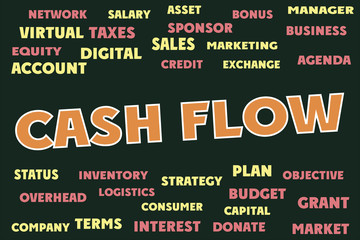 CASH FLOW words and tags cloud concept