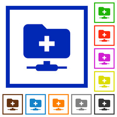 Obraz premium FTP create folder flat framed icons