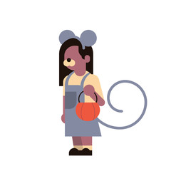 Cute girl wear mouse costume happy Halloween
