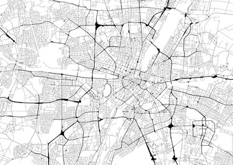 Monochrome city map with road network of Munich - obrazy, fototapety, plakaty