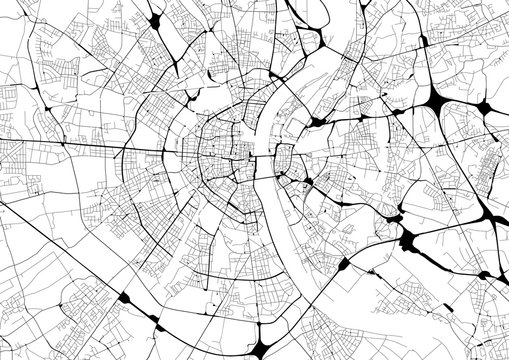 Monochrome city map with road network of Cologne