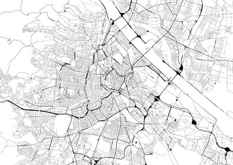 Monochrome city map with road network of Vienna