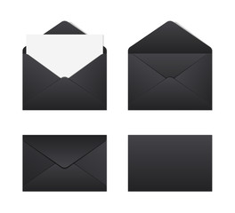 Mockup realistic black envelopes