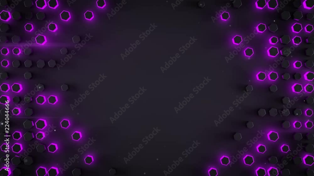 Aufkleber frame of purple haxagons. abstract motion background. 3d render seamless loop animation 4k uhd 3840x