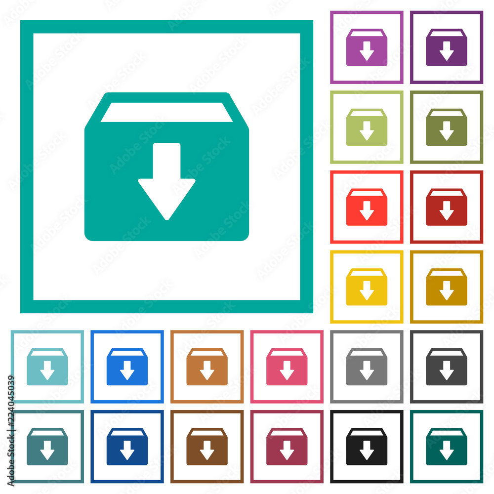 Poster archive flat color icons with quadrant frames