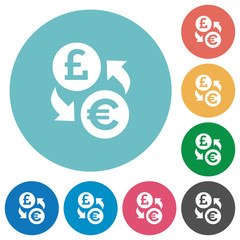 Pound Euro money exchange flat round icons