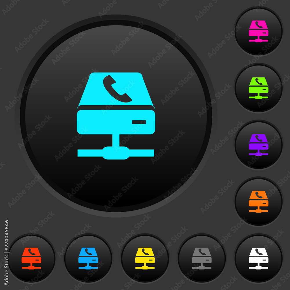 Poster voip services dark push buttons with color icons