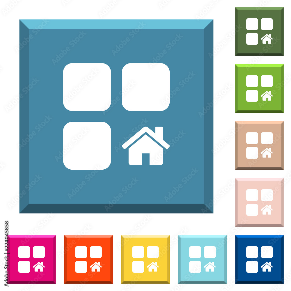 Poster default component white icons on edged square buttons