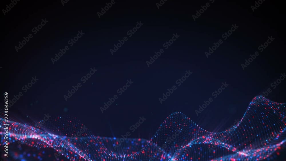 Poster abstract purple sci-fi surface of glowing particles. science fiction or information technology conce