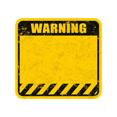 Old yellow warning sign with grunge effect and space for text.