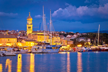 Fototapeta na wymiar Island town of Krk evening waterfront view