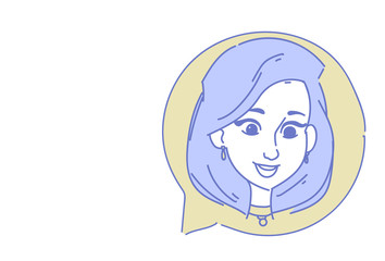 Female head chat bubble profile icon woman