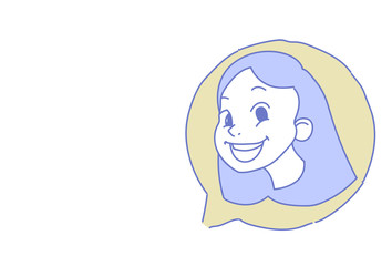 Female head chat bubble profile icon woman