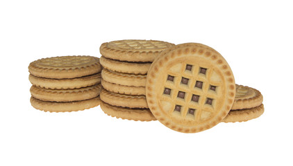 round cookies with stuffing isolated on white background