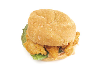 Chicken Finger Sandwich on a White Background