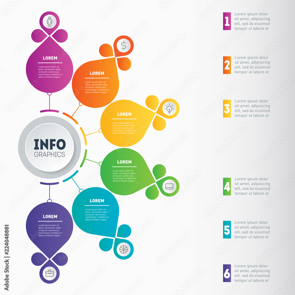 Poster business presentation concept with 5 options. web template of a info chart or diagram. vector. infog