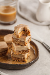 Raw vegan coffee slices. Healthy dessert.