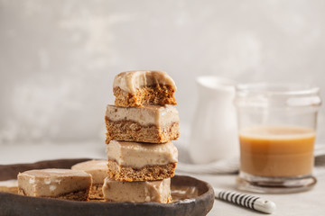 Raw coffee fudge bars. Healthy dessert.