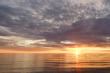 Majestic summer sunset over the Chudskoy lake