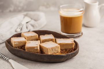 Raw coffee fudge bars. Healthy dessert.