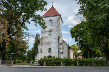 Fototapeta na wymiar View of Bauska Church of the Holy Spirit. Overall plan.