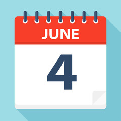 Fototapeta premium June 4 - Calendar Icon
