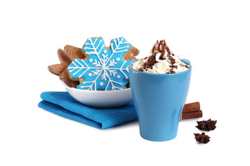 cappuccino in a cup cookies for postcards