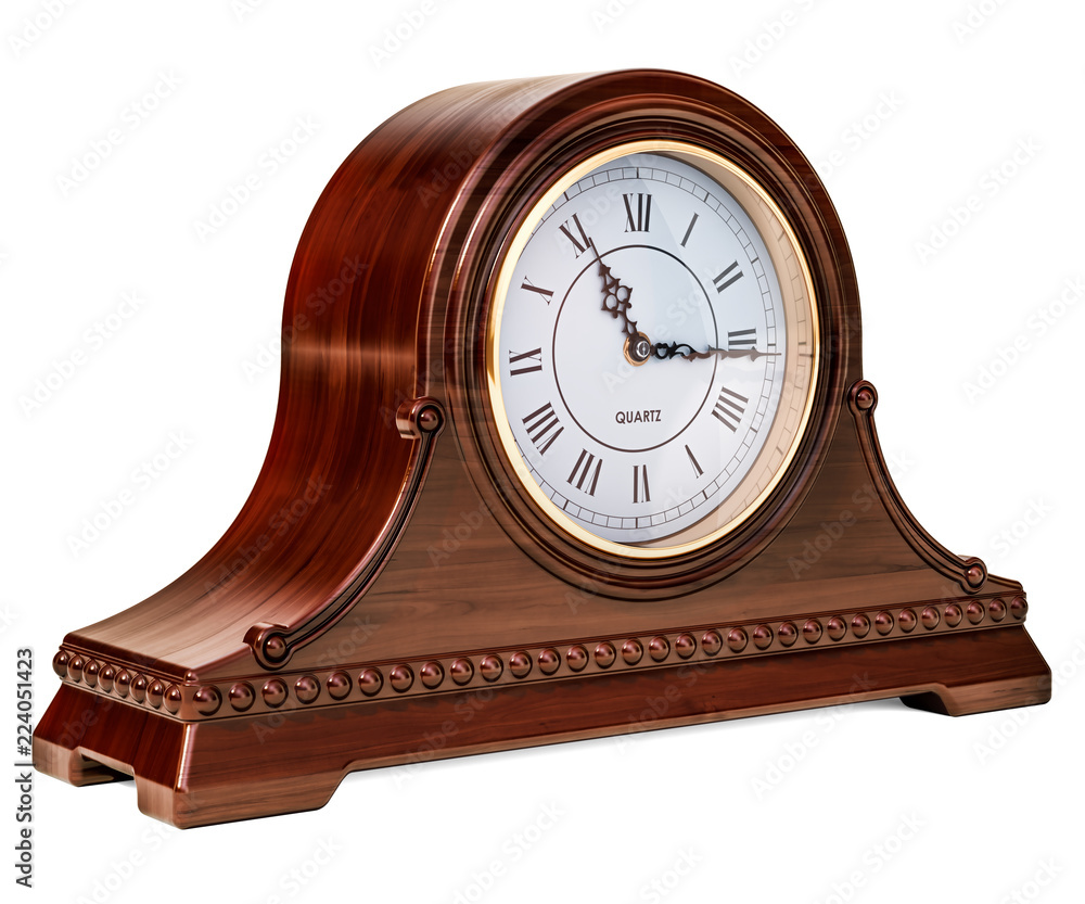 Poster retro chimes mantle clock, shelf clock. 3d rendering
