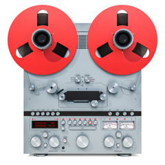 Retro reel-to-reel tape recorder, 3D rendering