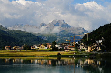 Swiss alps: Lake Silvaplana in the Upper Engadin in canton Graubünden