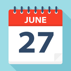 Fototapeta premium June 27 - Calendar Icon