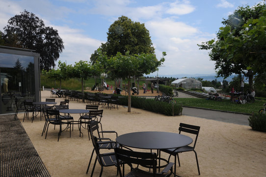 Switzerland: The restaurant and garden-veranda of the Swiss Epilepsy clinic in Zürich City Seefeld