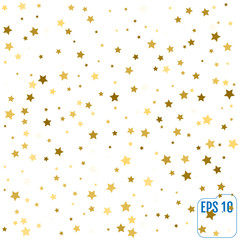 Gold stars. Confetti celebration, Falling golden abstract decoration for party, birthday celebrate, anniversary or event, festive. Festival decor. Vector illustration