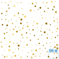 Gold stars. Confetti celebration, Falling golden abstract decoration for party, birthday celebrate, anniversary or event, festive. Festival decor. Vector illustration