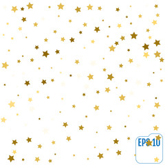 Gold stars. Confetti celebration, Falling golden abstract decoration for party, birthday celebrate, anniversary or event, festive. Festival decor. Vector illustration