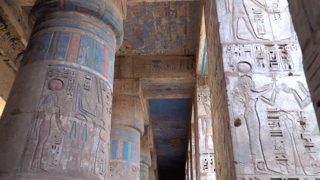 Temple of Medinet Habu. Egypt, Luxor. The Mortuary Temple of Ramesses III at Medinet Habu is an important New Kingdom period structure in the West Bank of Luxor in Egypt.