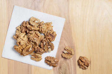 Heap of walnuts kernels