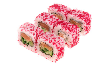 sushi roll isolated on white background without a shadow