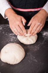 Kneading the dough makes bread light and airy. Important step in making yeast breads. Developing gluten.