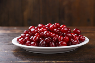 Dogwood berries on the plate