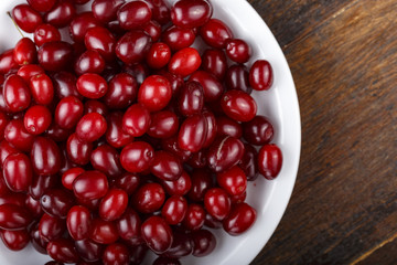 Dogwood berries on the plate