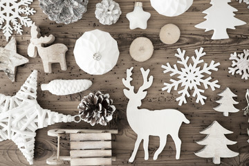 Flat Lay Of White Wooden Christmas Decoration