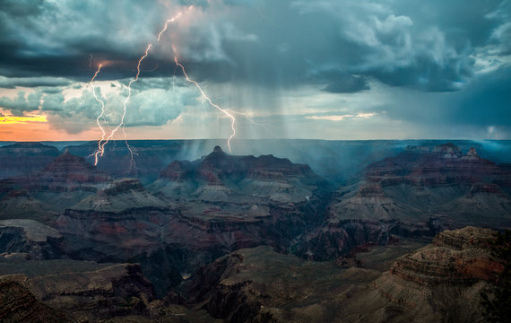 lightening over grand canyon