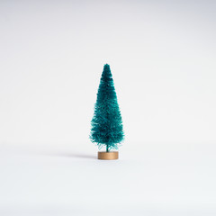 Creative layout of Christmas tree on white background, New Year and Christmas minimal concept.