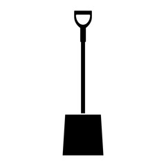 Shovel icon, silhouette, logo on white background