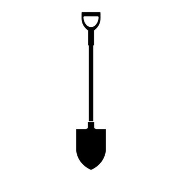 Shovel icon, silhouette, logo on white background