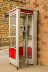 Red and White Phone Booth