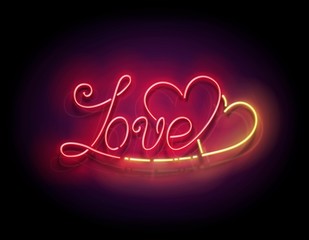 Vintage Glow Signboard with Love Inscription
