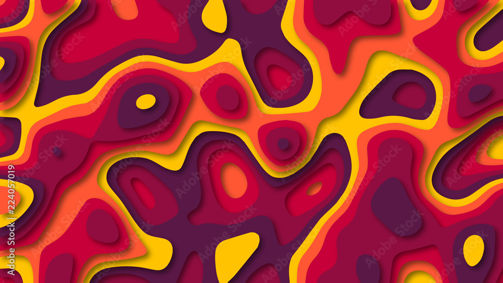 Aufkleber papercut background with multiple layers and depth. topography style illustration with bright colors