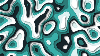 Papercut origami 3d style background with snowy mountains theme. Topography abstract illustration.